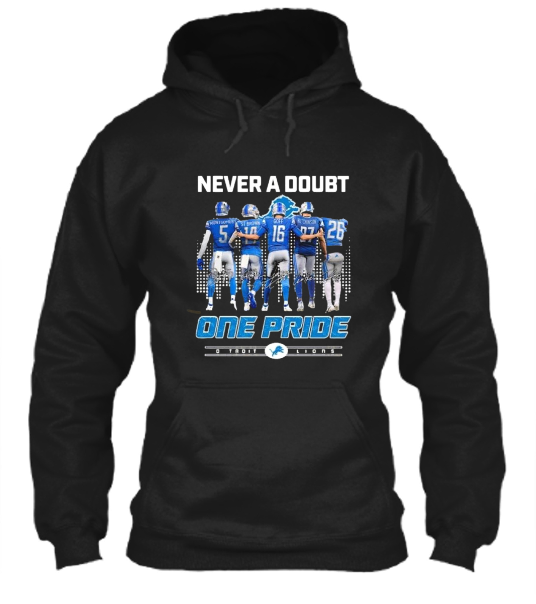 Never A Doubt One Pride Detroit Lions Montgomery St Brown Goff Hutchinson Shirt