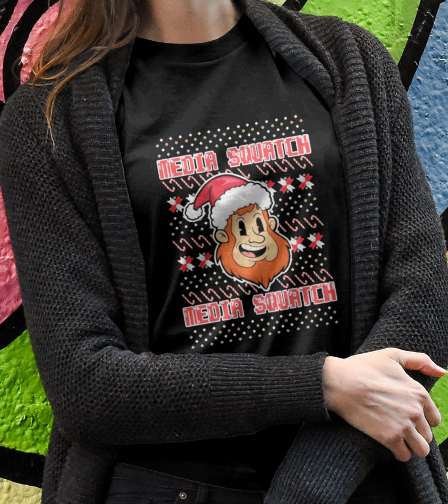 Media Squatch Santa Hat Christmas Time Ugly Sweater Shirt