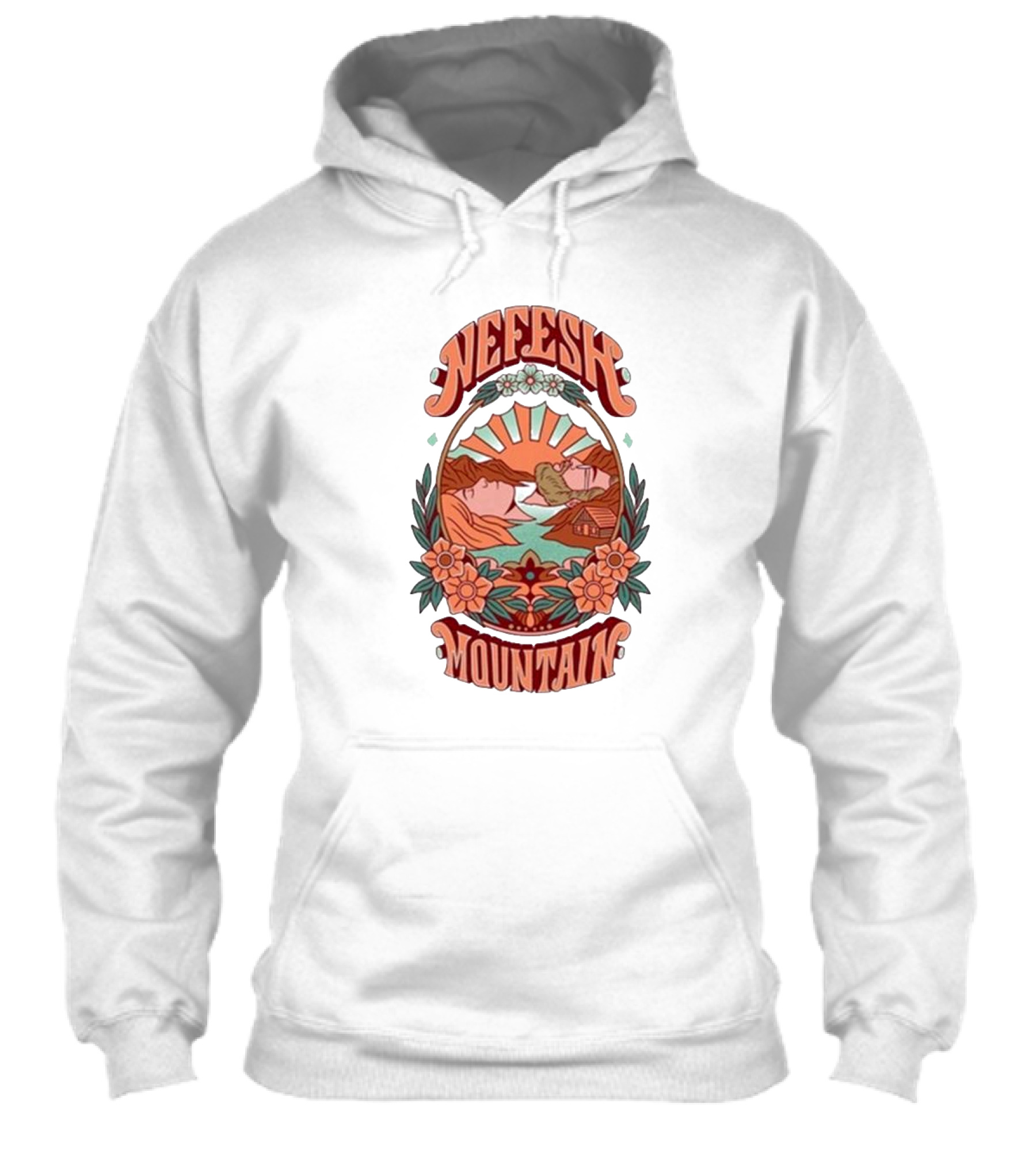 Nefesh Mountain Sunrise Scene With Cabin And Flowers Shirt