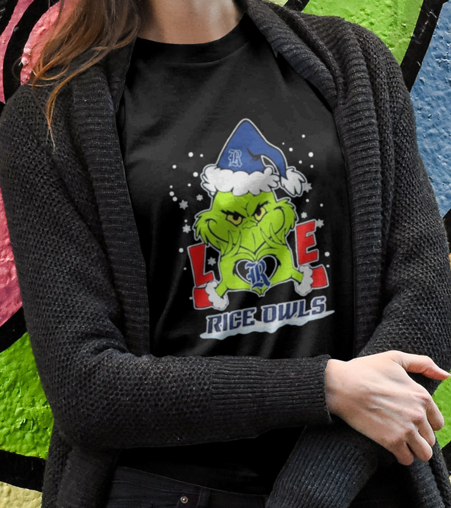 The Grinch Love Rice Owls Christmas Football Shirt