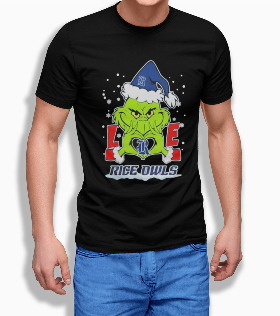 The Grinch Love Rice Owls Christmas Football Shirt