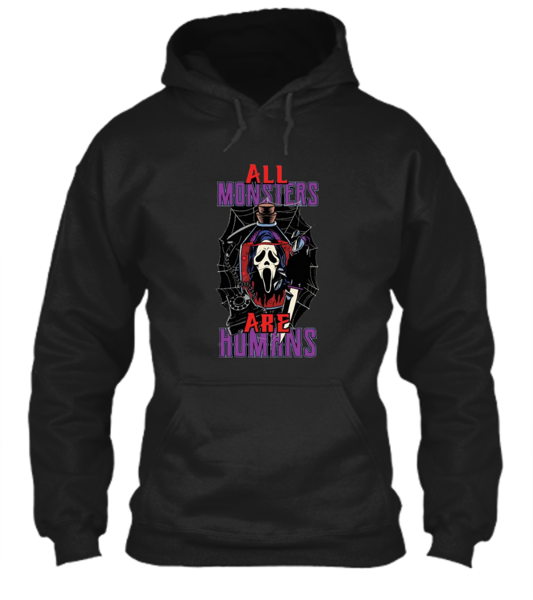 All Monsters Are Human Ghostface Spider Web And Knife Shirt