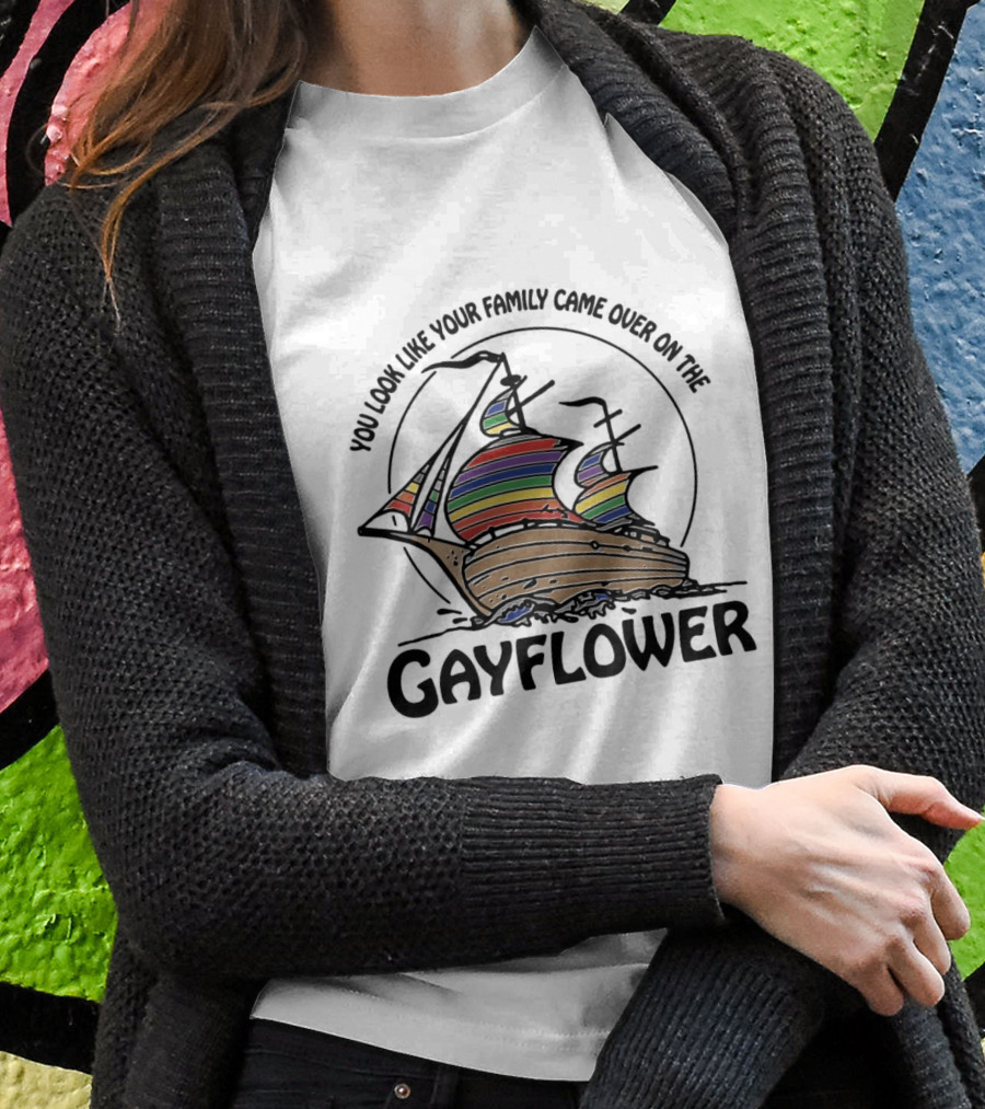 You Look Like Your Family Came Over On The Gayflower Rainbow Ship Shirt