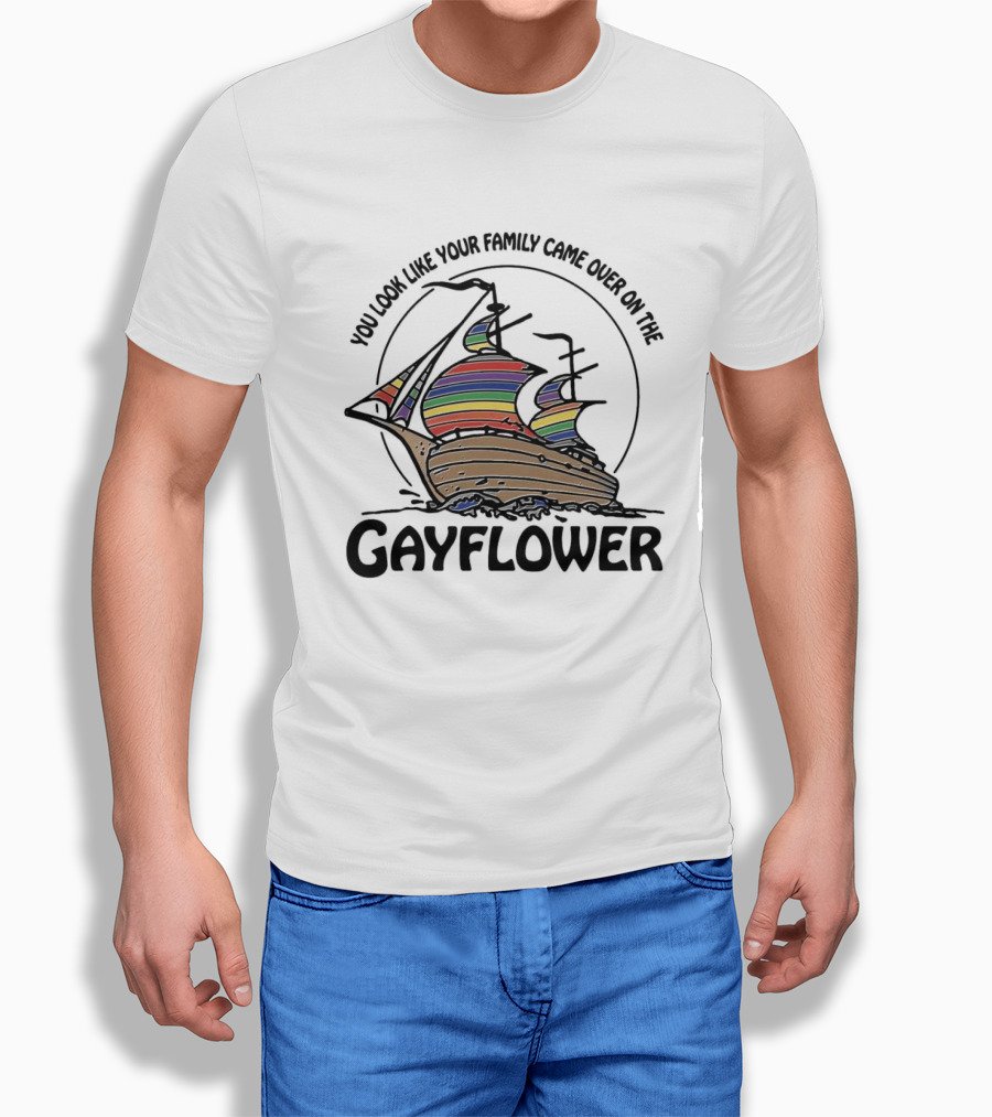 You Look Like Your Family Came Over On The Gayflower Rainbow Ship Shirt
