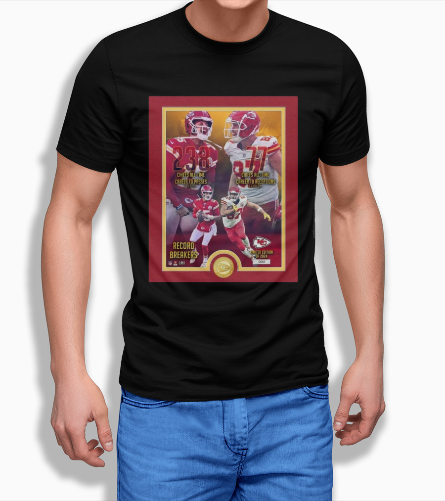 Travis Kelce Chiefs Alltime Career Record Breakers 2024 Nfl Shirt