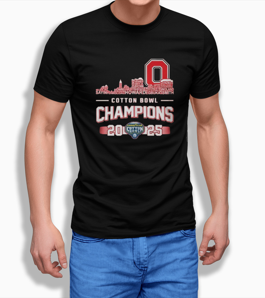 Ohio State Buckeyes 2025 Cotton Bowl Champions Skyline Names Shirt
