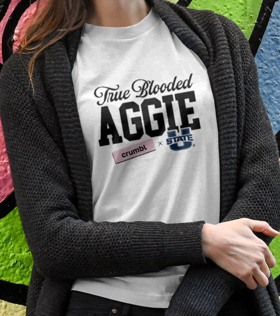 Crumbl X Utah State University True Blooded Aggie Shirt