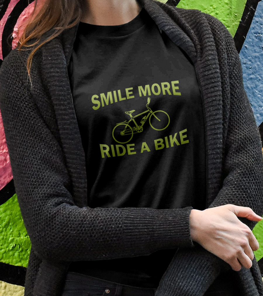 Smile More Ride A Bike Green Bicycle Shirt