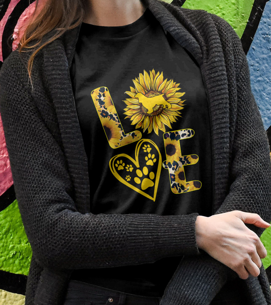 Cocker Spaniel Love Sunflower Heart Paw Prints Shirt