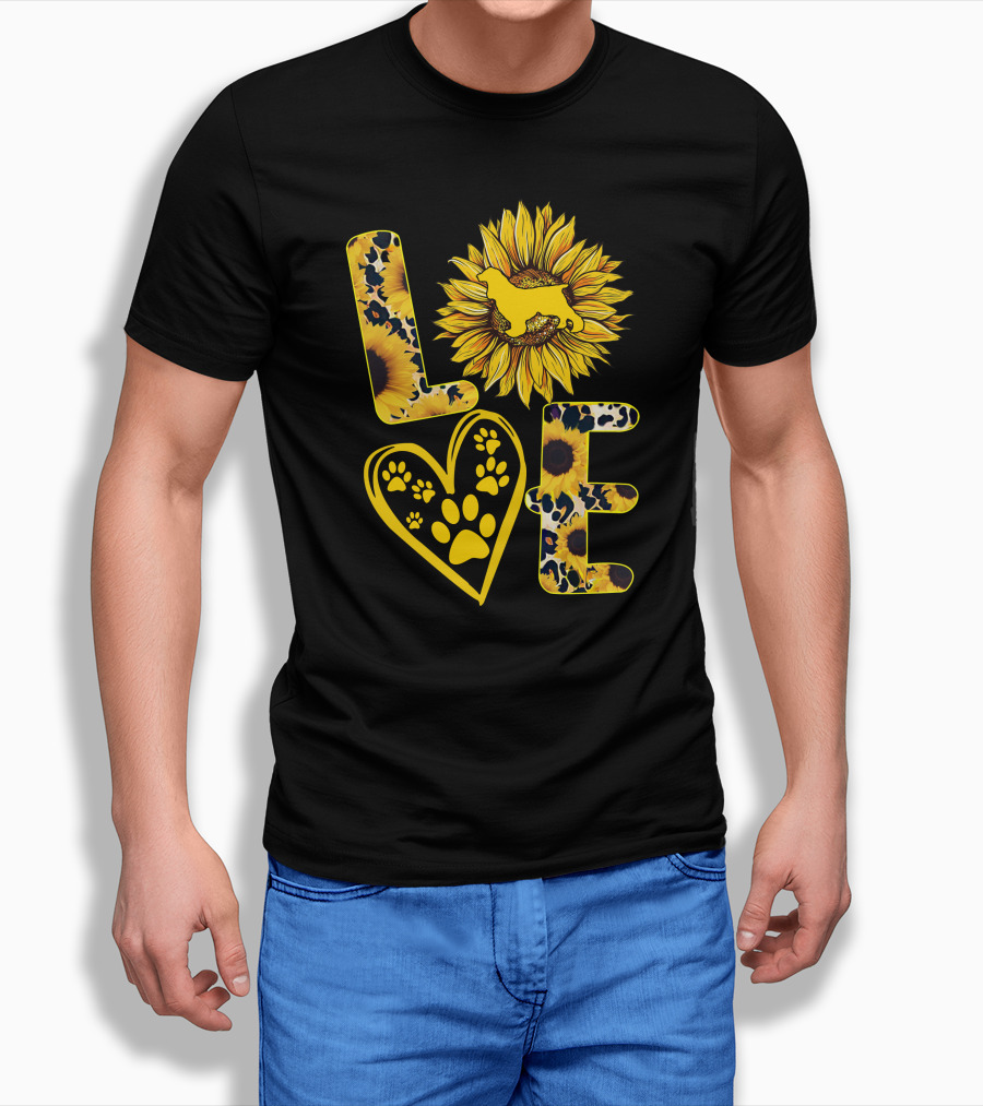 Cocker Spaniel Love Sunflower Heart Paw Prints Shirt