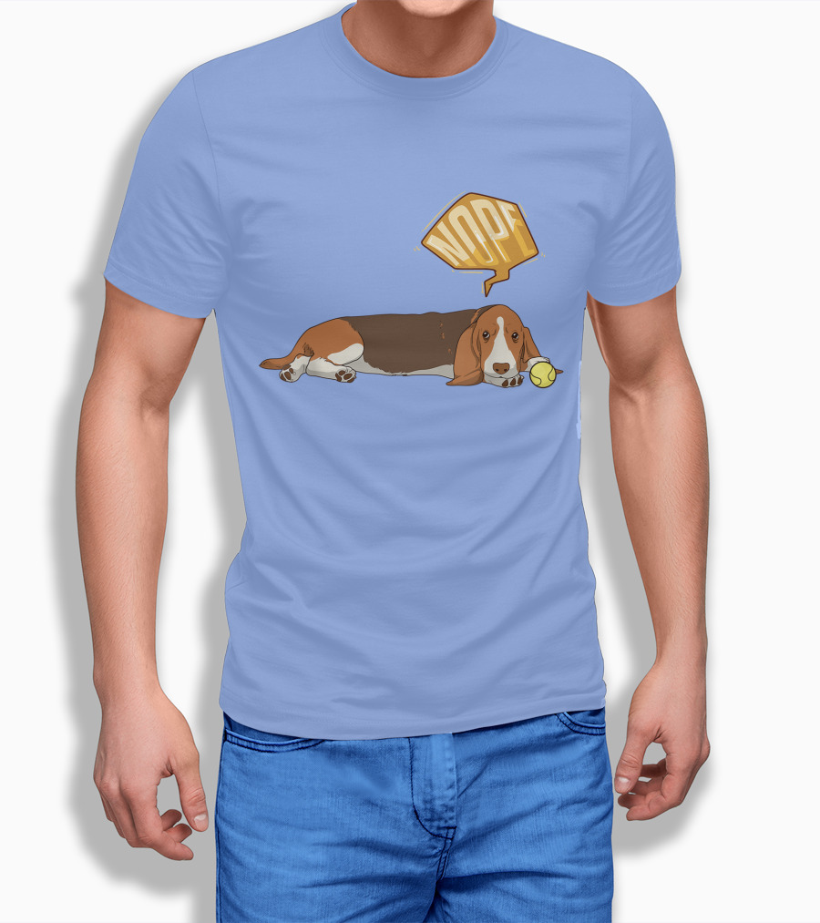 Nope Lazy Basset Hound With Tennis Ball Funny Dog Shirt