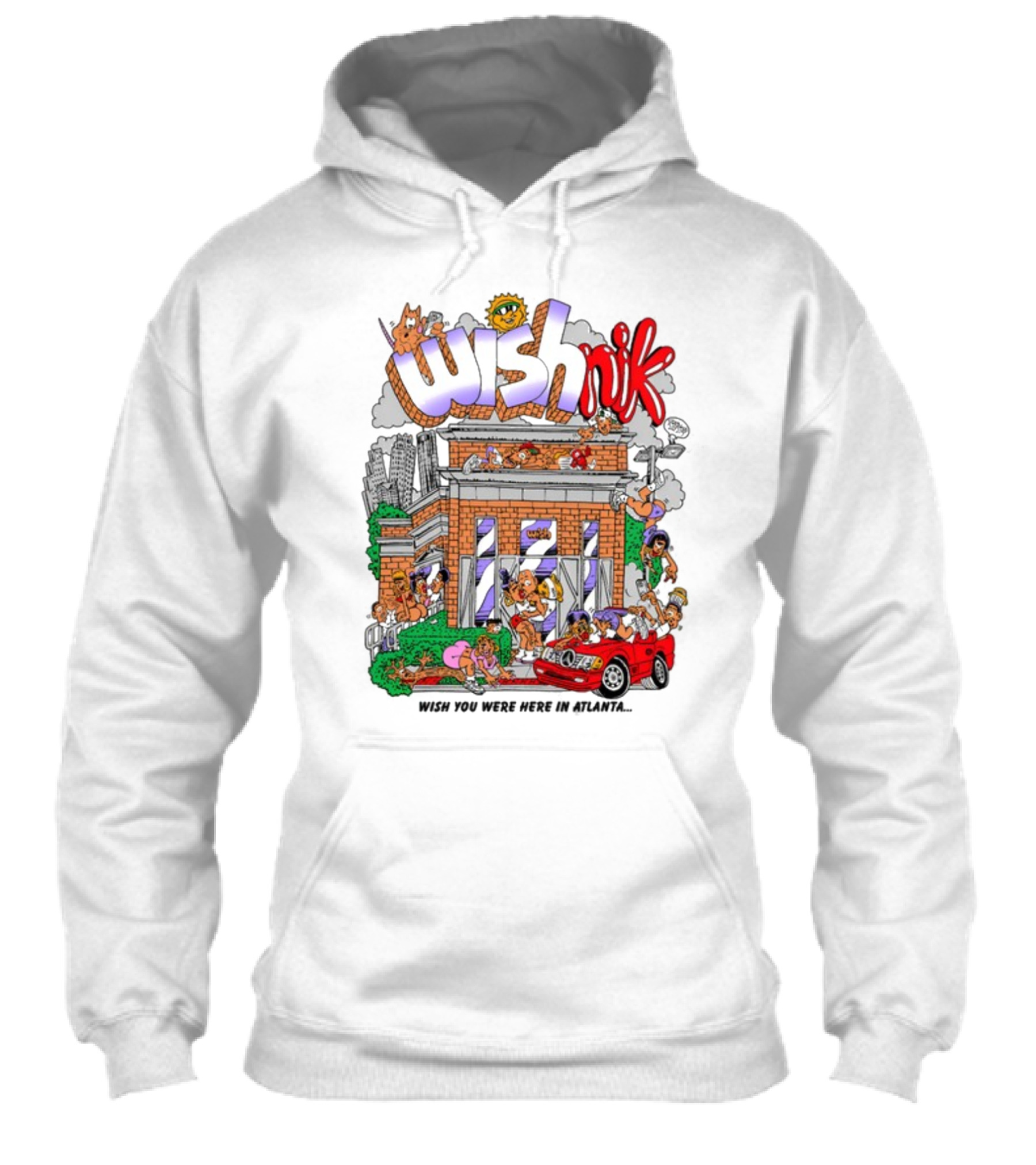 Wishnik Wish You Were Here In Atlanta Cartoon Car Crowd Scene Shirt