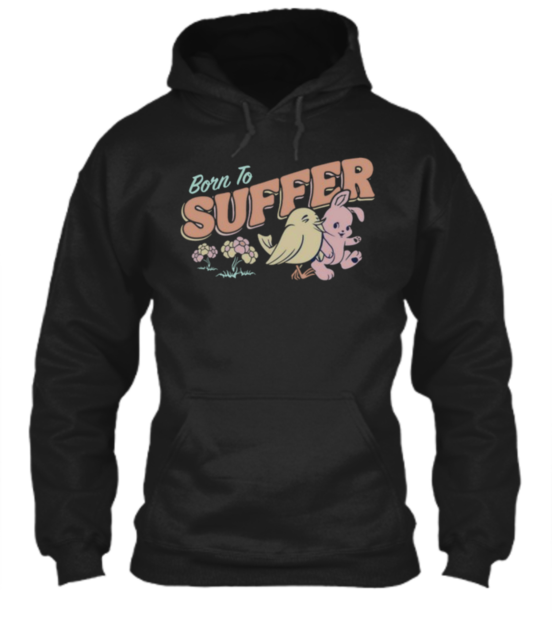 Born To Suffer Cute Bunny And Bird Retro Pastel Shirt
