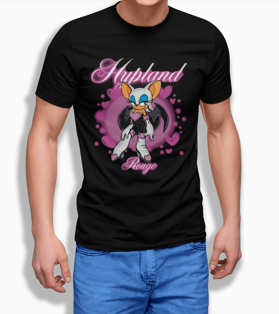 Hypland Rouge Bat Character Surrounded By Pink Hearts Shirt
