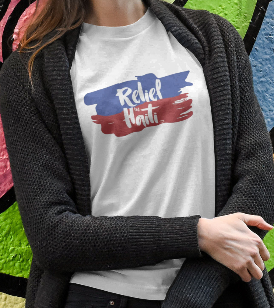 Relief For Haiti Blue And Red Brush Stroke Shirt