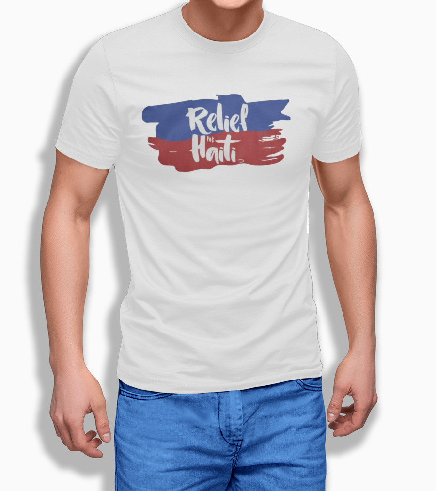 Relief For Haiti Blue And Red Brush Stroke Shirt