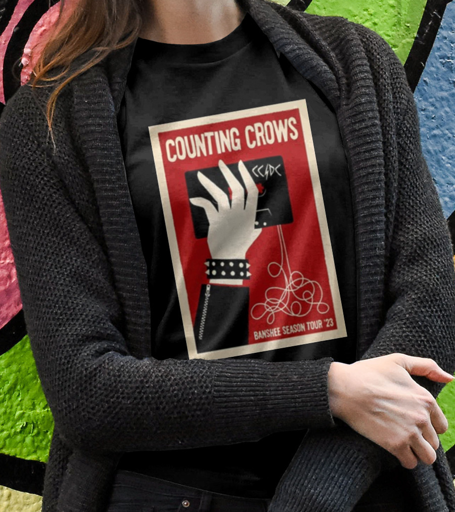 Counting Crows Banshee Season Tour 23 Red Cassette Hand Shirt