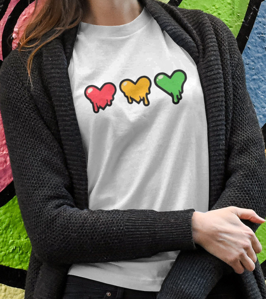 Top Lifeseries Heart Drip Red Yellow Green Hearts Shirt