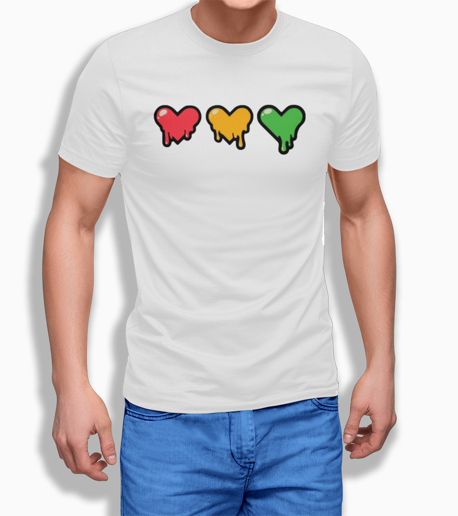 Top Lifeseries Heart Drip Red Yellow Green Hearts Shirt