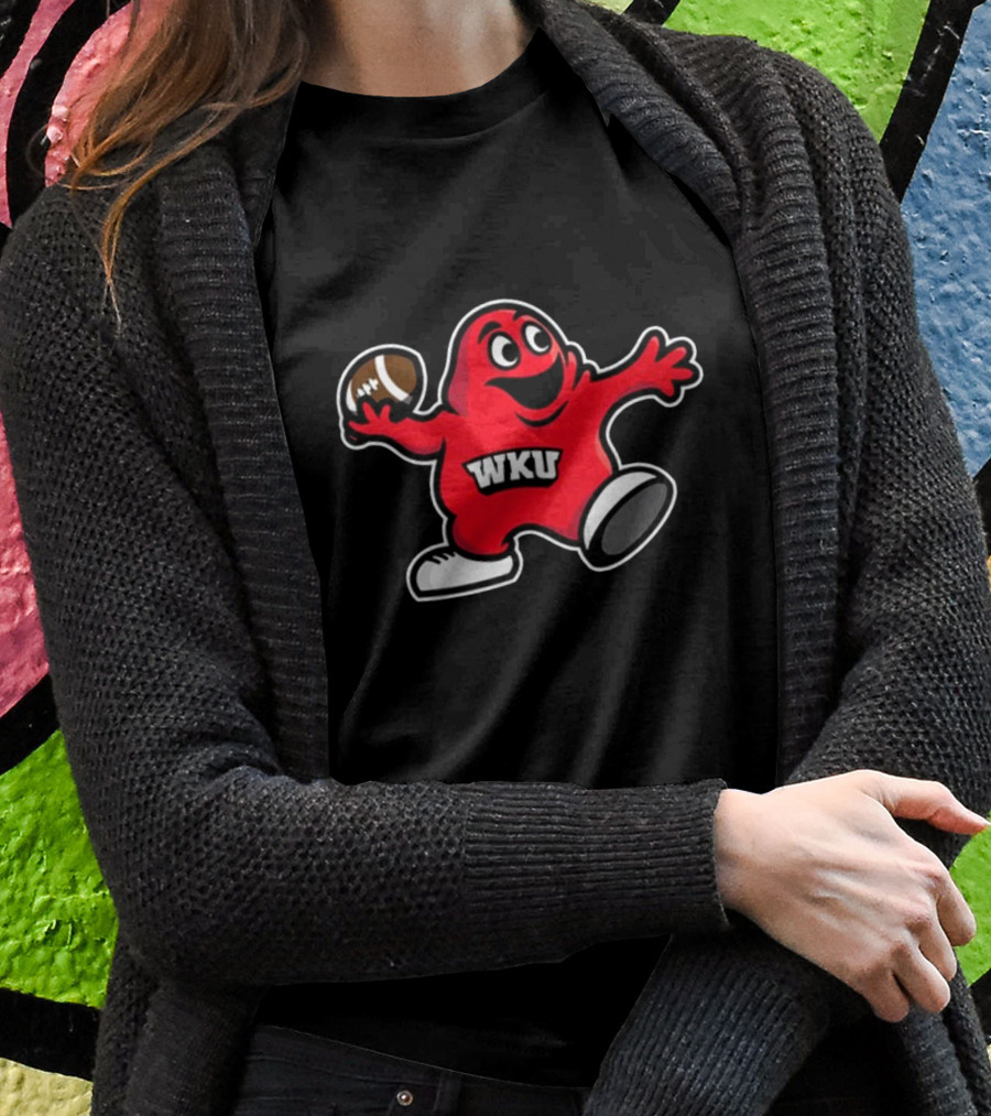 Wku Football Big Red Mascot Quarterback Holding Football Shirt