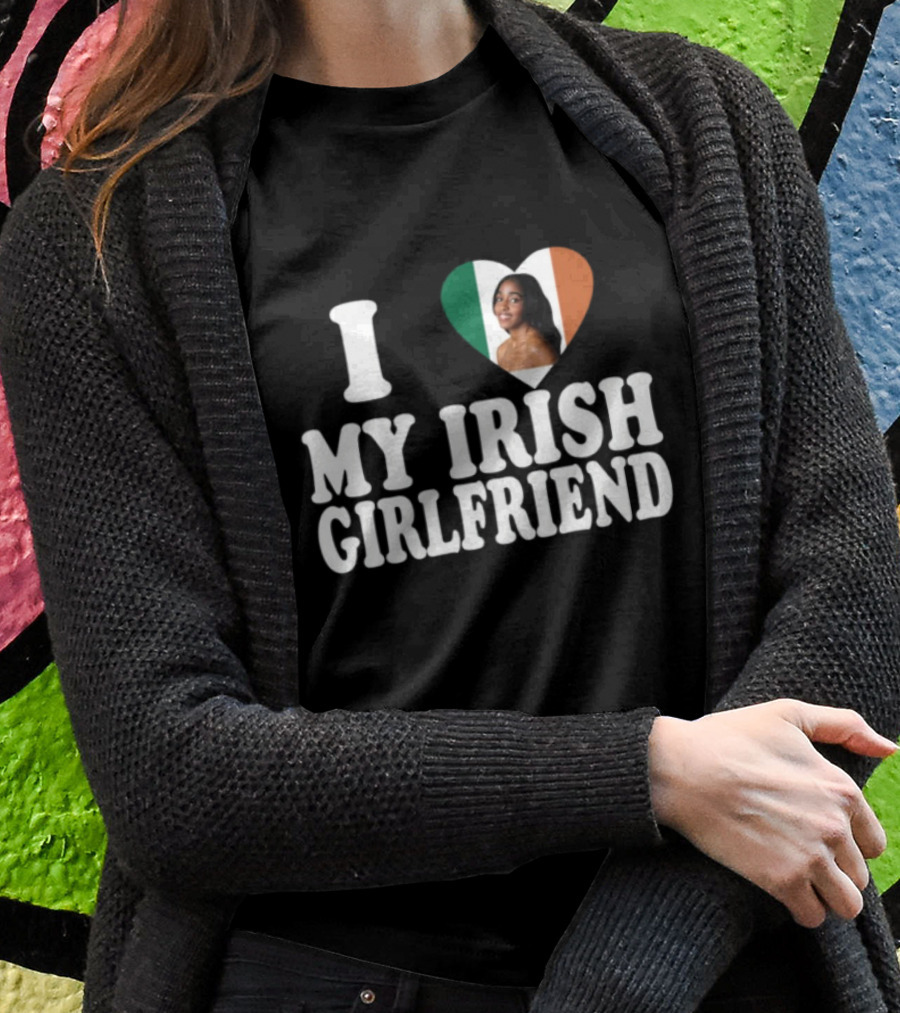 Luketaylorr I Love My Irish Girlfriend Irish Flag Heart Ayo Edebiri Shirt