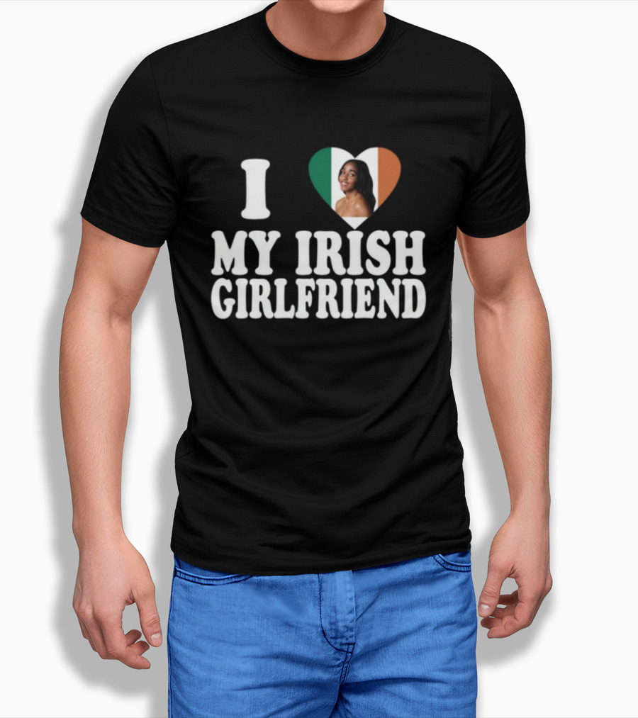 Luketaylorr I Love My Irish Girlfriend Irish Flag Heart Ayo Edebiri Shirt
