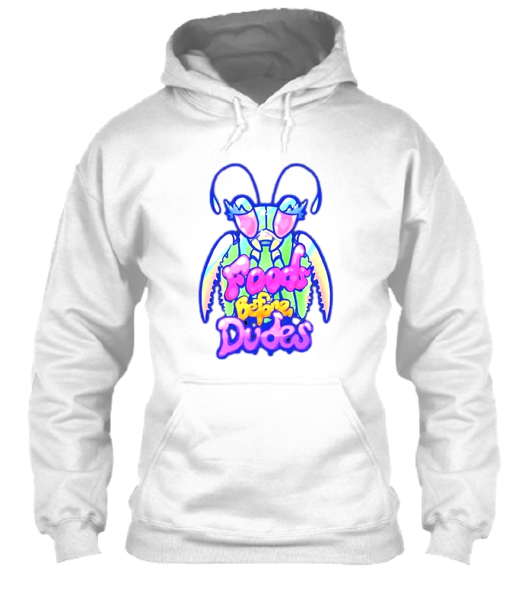 Mantis Neon Foods Before Dudes Colorful Insect Motif Shirt