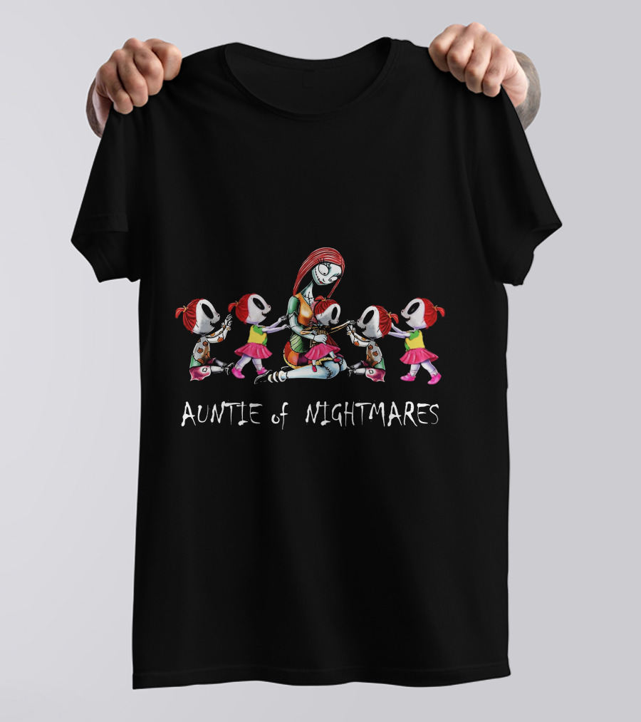 Auntie Of Nightmares With 4 Girls In Skulls And Pink Outfits Shirt