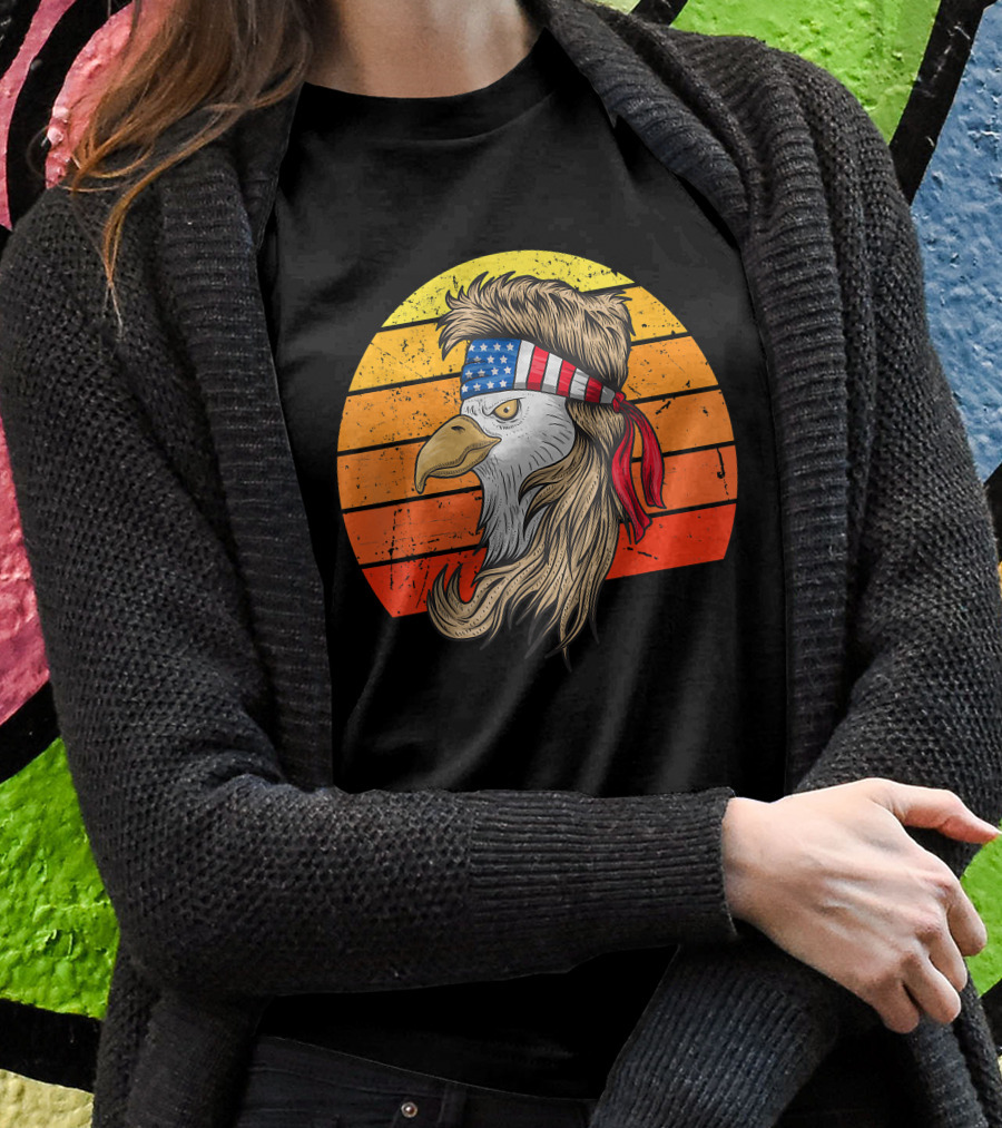 Bald Eagle With American Flag Mullet 4Th Of July Usa Pride Shirt
