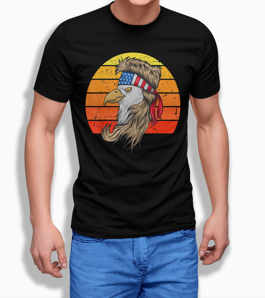 Bald Eagle With American Flag Mullet 4Th Of July Usa Pride Shirt