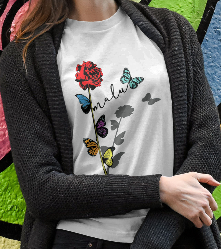 Malu Red Rose Butterflies Shirt