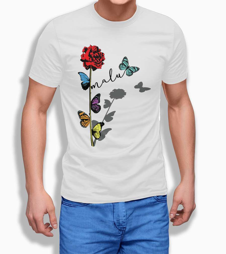 Malu Red Rose Butterflies Shirt