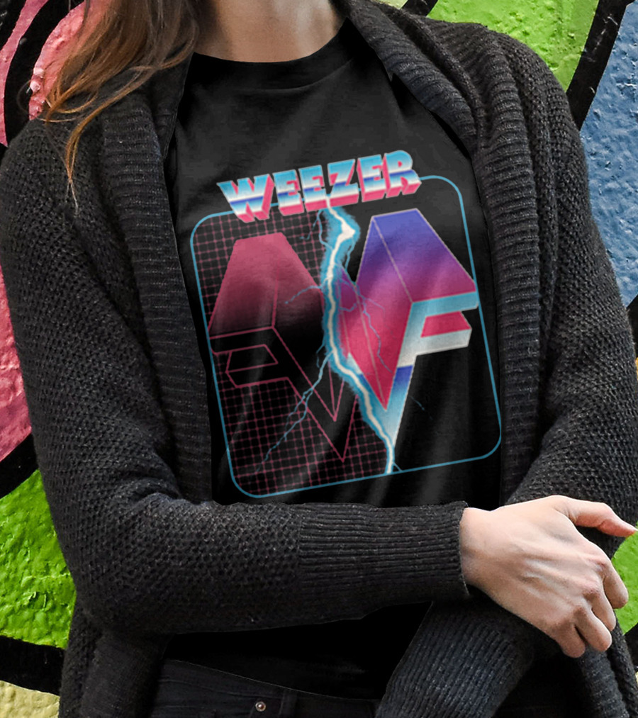 Weezer Retro 3D Lightning Logo Neon Shirt