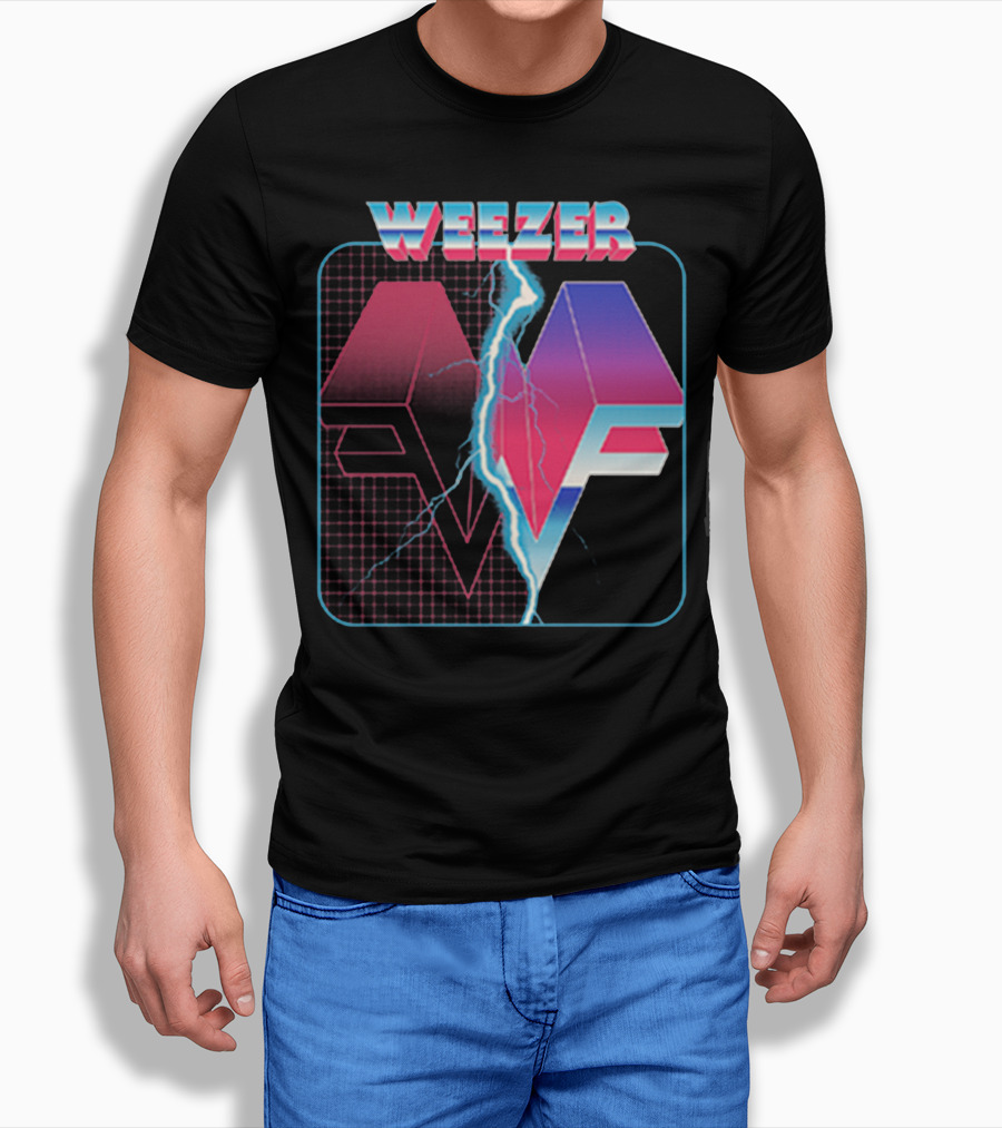 Weezer Retro 3D Lightning Logo Neon Shirt