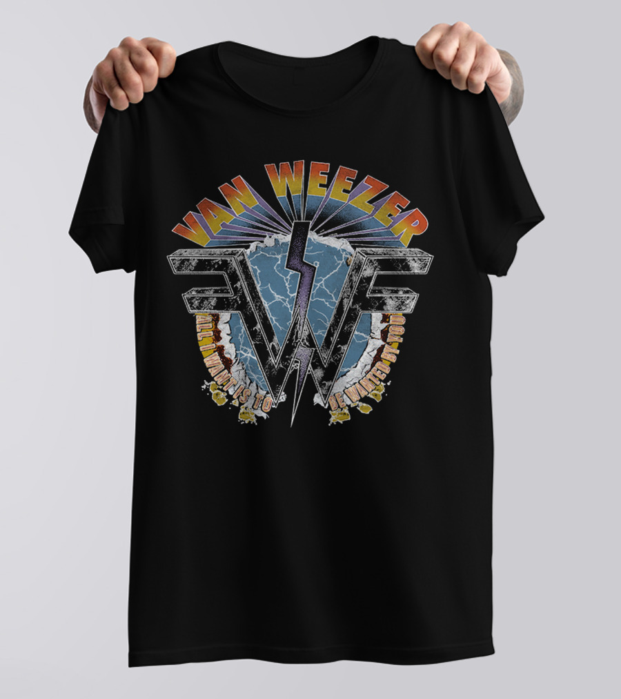 Weezer Retro 3D Lightning Logo Neon Shirt