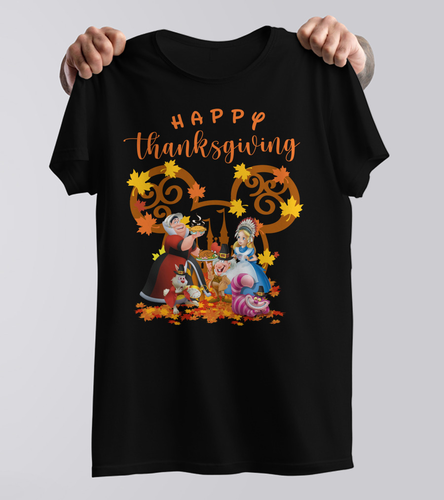Happy Thanksgiving Mickey And Friends Disneyland Castle Shirt