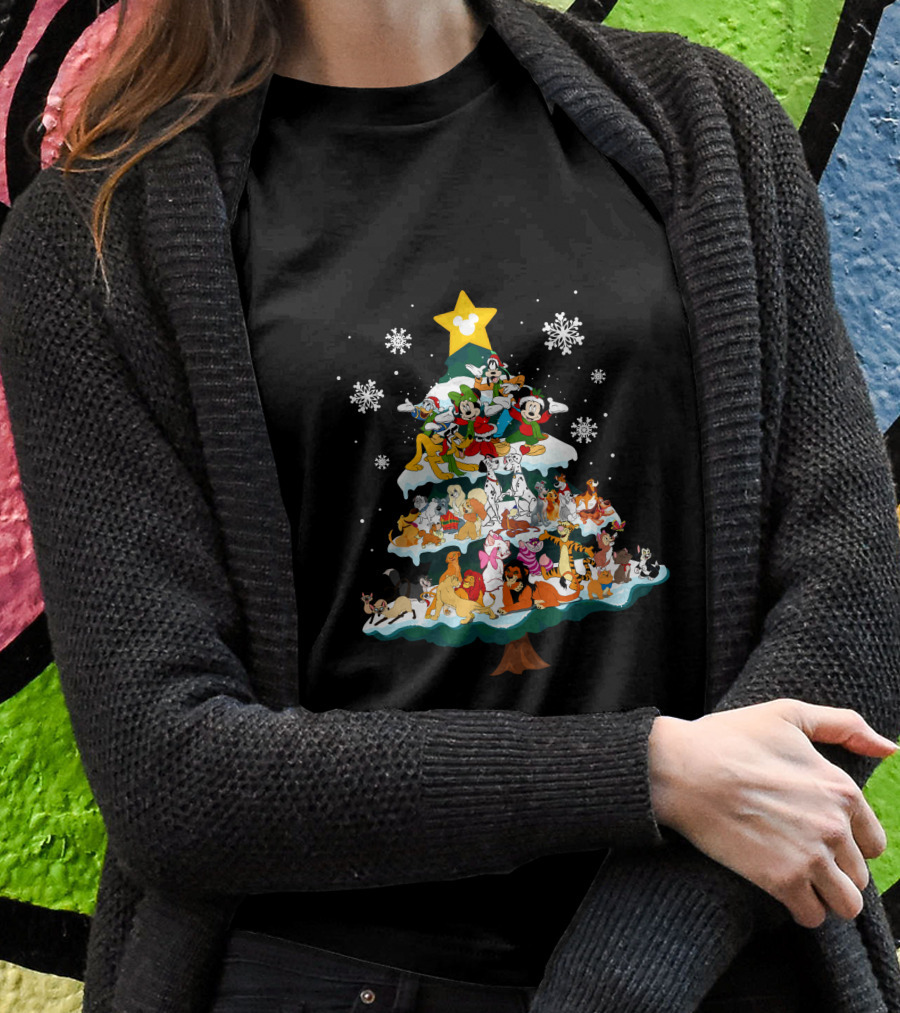 Disney Characters Christmas Tree Snowflakes Shirt