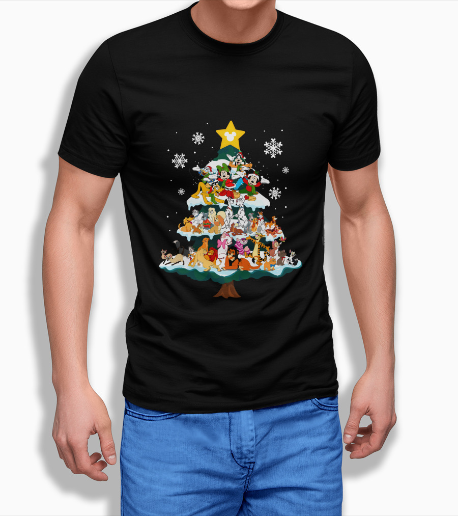 Disney Characters Christmas Tree Snowflakes Shirt