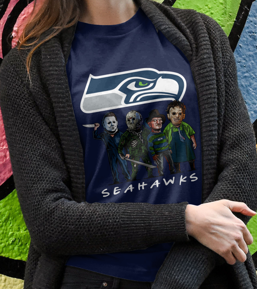 Seattle Seahawks Halloween The Slasher Squad Teams Horror Characters Shirt