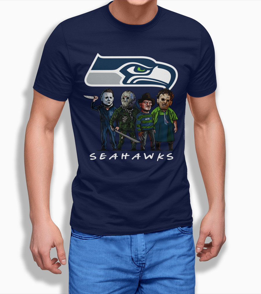 Seattle Seahawks Halloween The Slasher Squad Teams Horror Characters Shirt