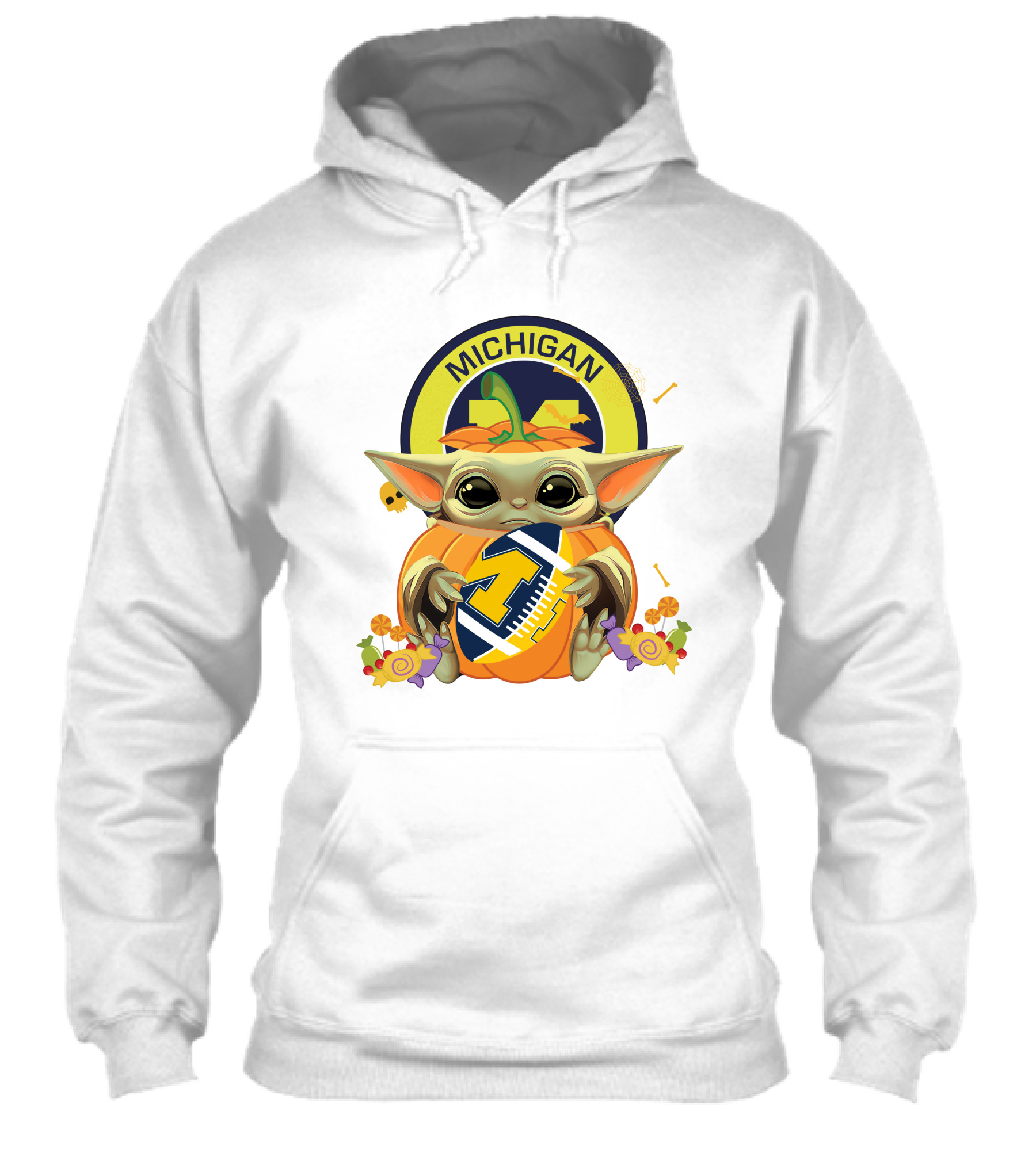 Halloween Pumpkin Baby Yoda Hug Michigan Wolverines Football Shirt