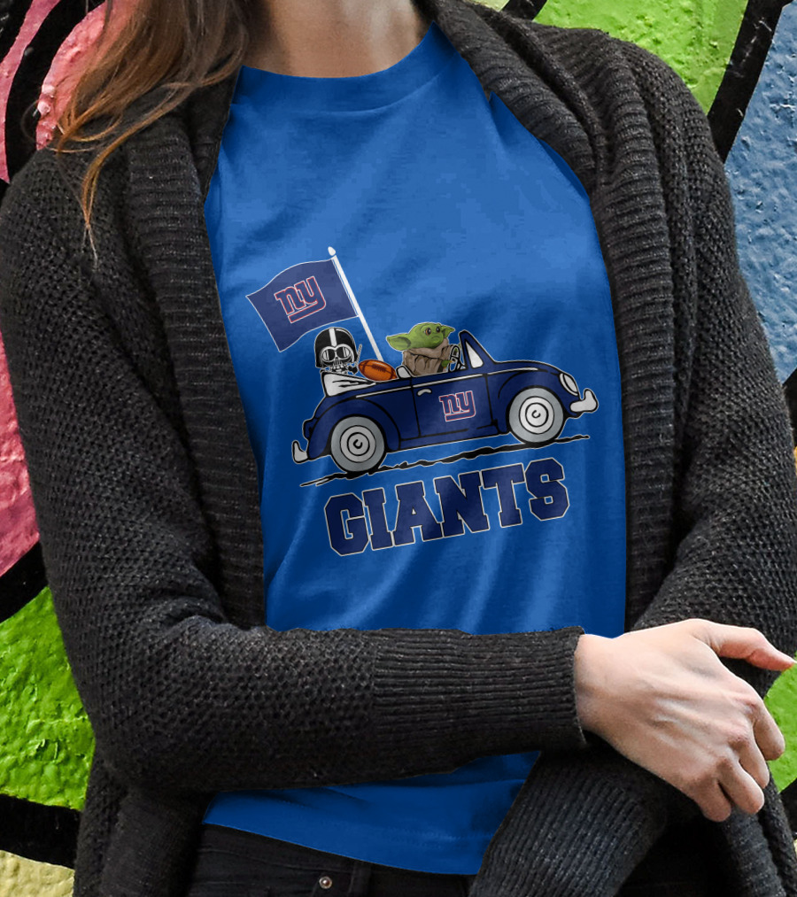 New York Giants Darth Vader Baby Yoda Ny Giants Flag Car Star Wars Shirt