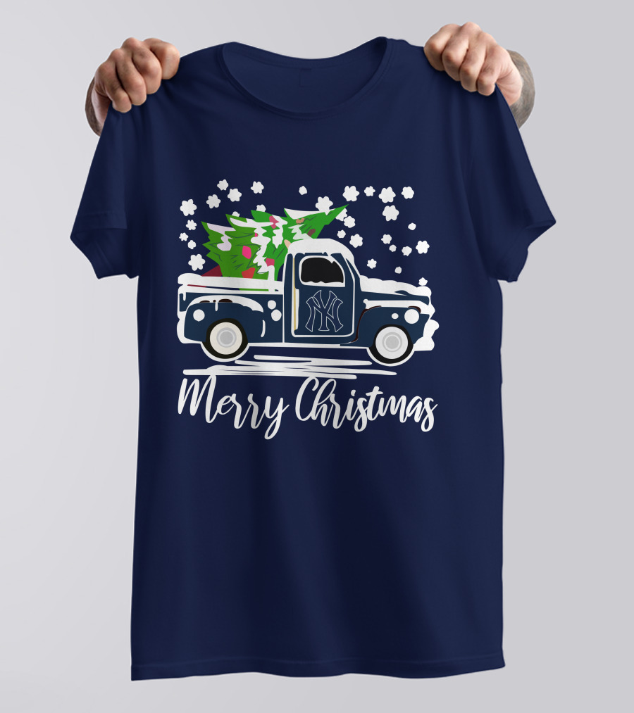 New York Mets Vintage Truck Merry Christmas Snowflakes Shirt