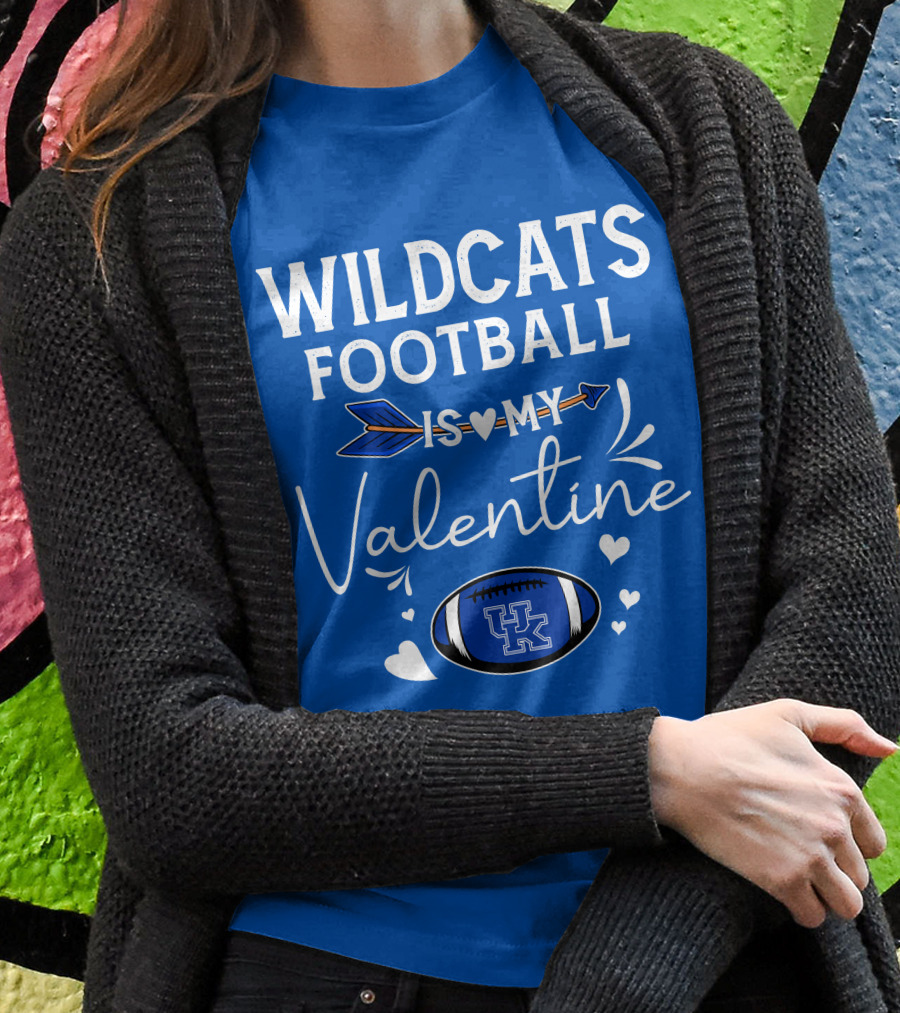 Wildcats Football Is My Valentine Uk Football Heart Arrow Shirt