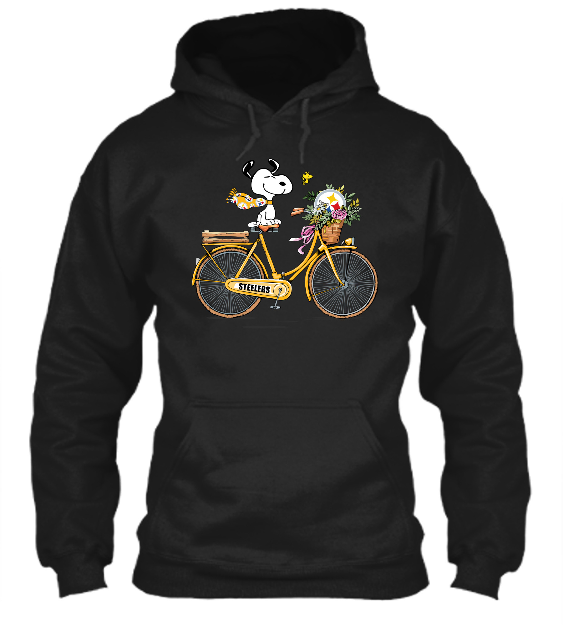 Pittsburgh Steelers Snoopy On Bicycle With Football Helmet And Flowers Shirt