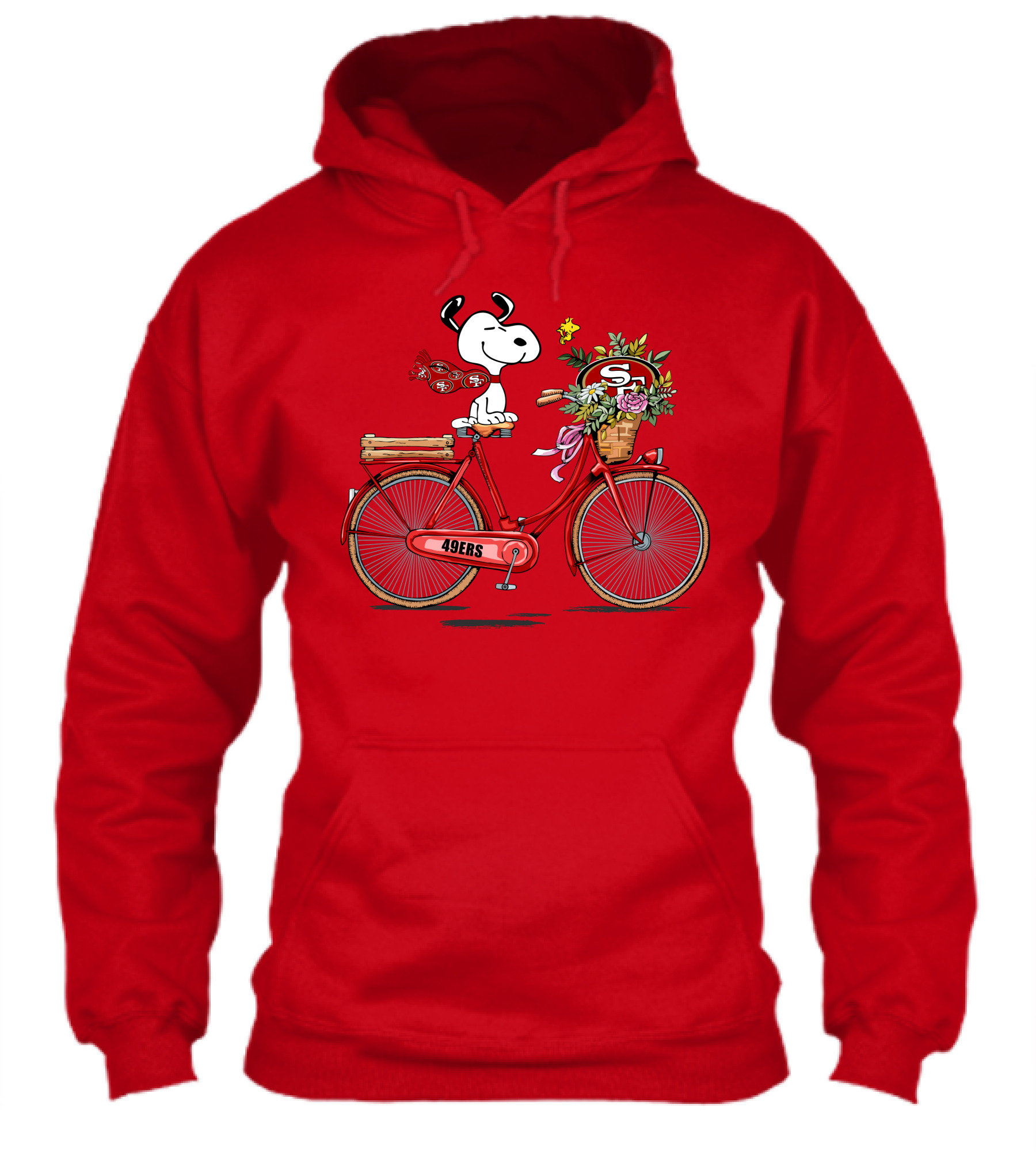 San Francisco 49Ers Snoopy Riding Bike With Flowers Shirt