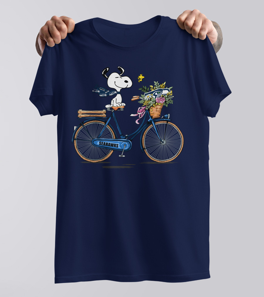 San Francisco Giants Snoopy On Bicycle With Flowers Shirt