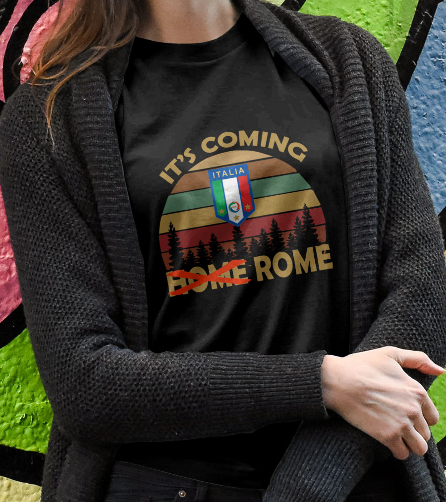 Its Coming Rome Italia Vintage Forest Sunset Badge Shirt