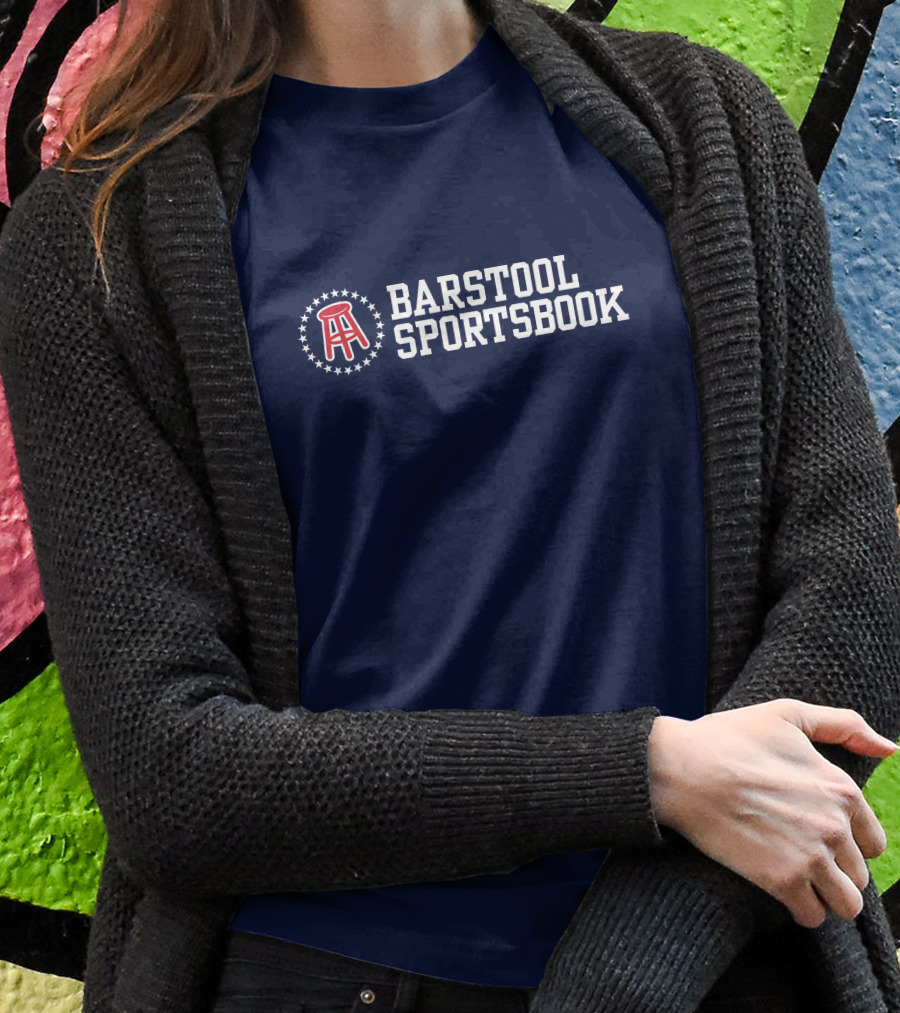 Sportsbook Stool Logo Navy Blue Shirt