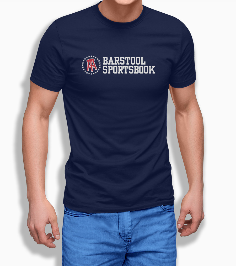 Sportsbook Stool Logo Navy Blue Shirt